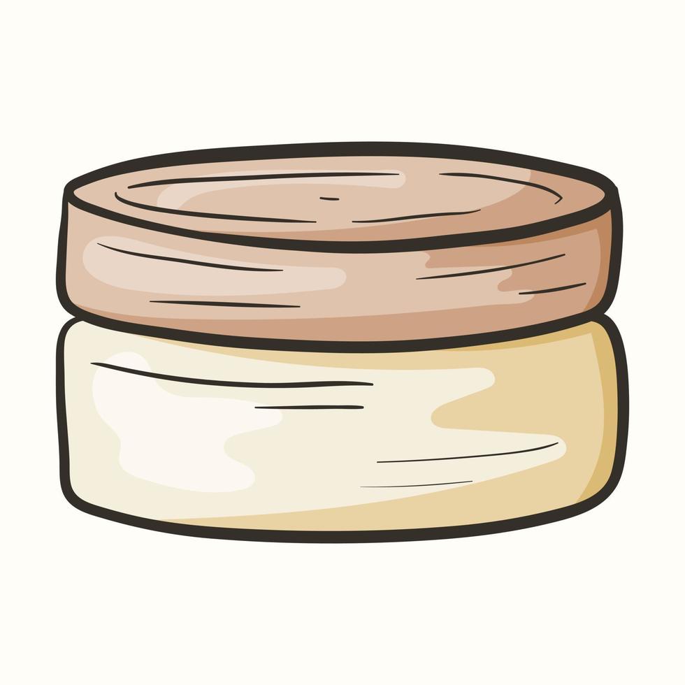 Vector isolated doodle illustration of cream jar with lid.