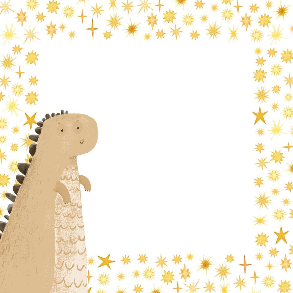 cute childish card, baby shower, invitation with star frame and funny animals vector