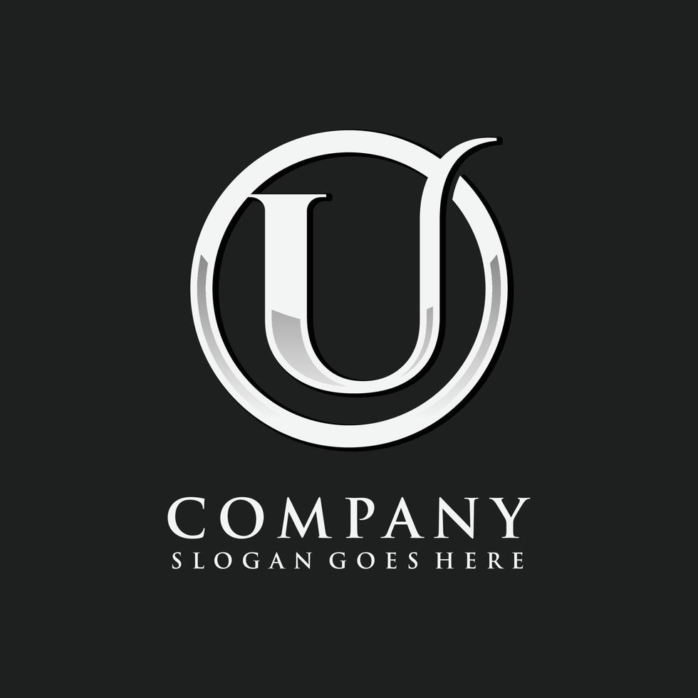 Letter U chrome initial logo vector