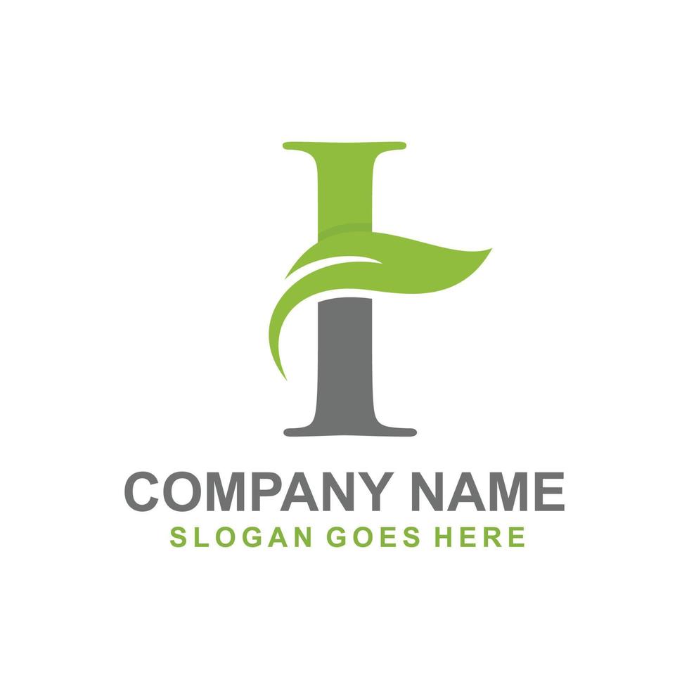 Letter I leaf initial logo vector