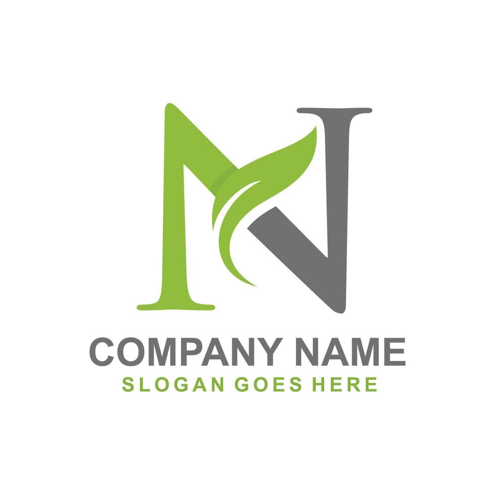 Letter N leaf initial logo vector