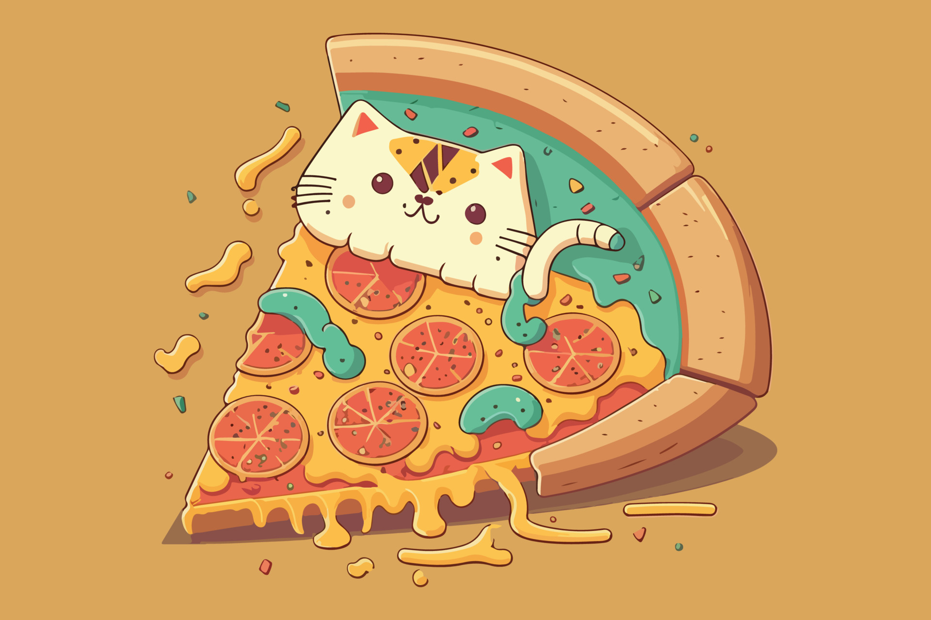 Cat Pizza vector illustration 22330460 Vector Art at Vecteezy