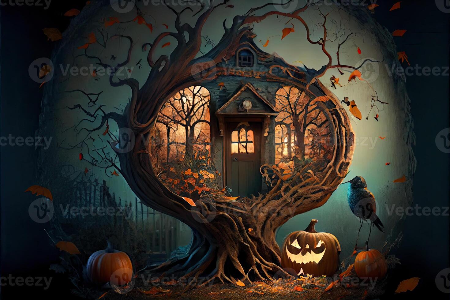 Halloween day eyes of Jack O' Lanterns trick or treating Samhain All Hallows' Eve All Saints' Eve All hallowe'en spooky Horror Ghost Demon background October 31 photo