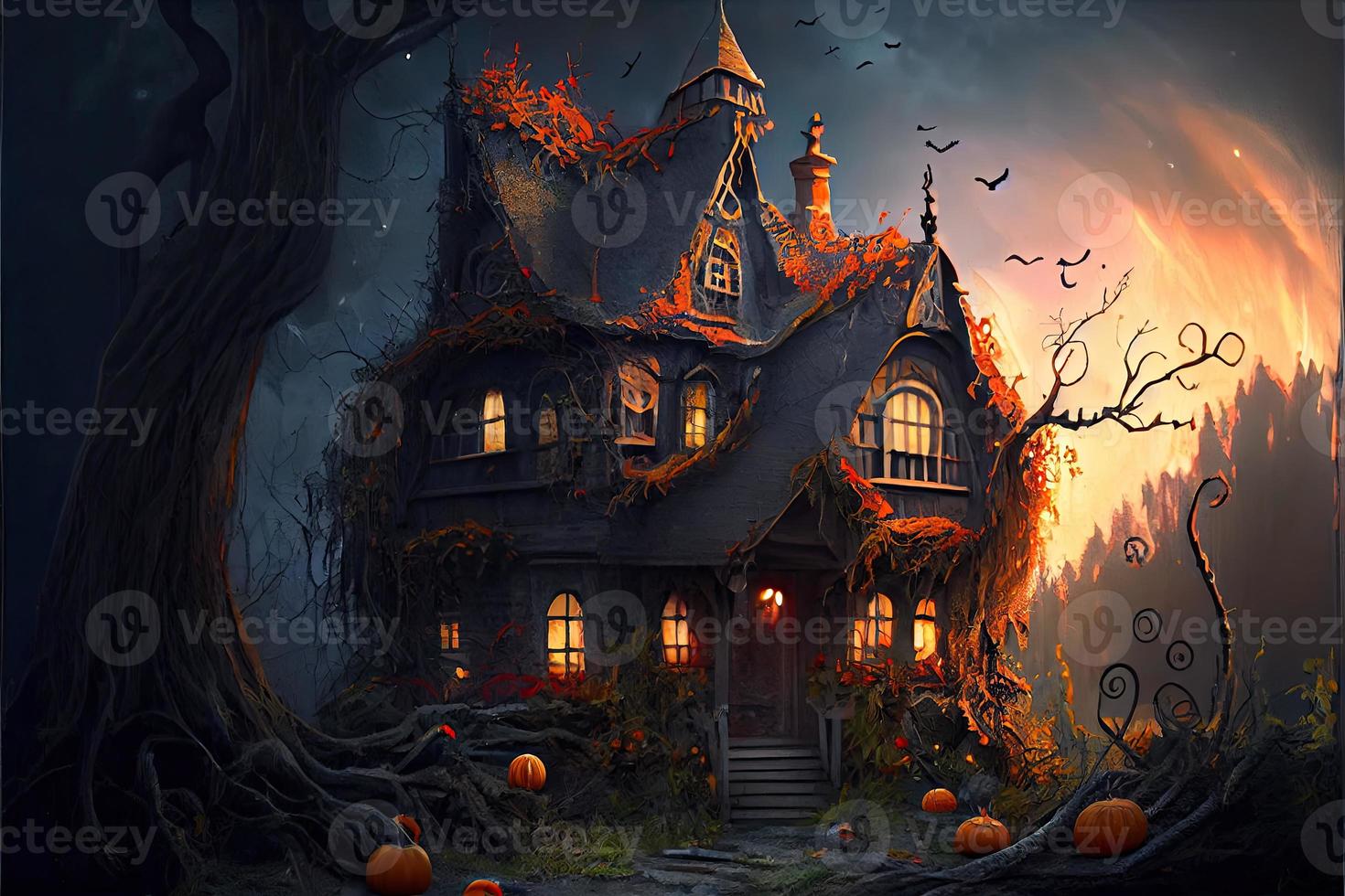 Halloween day eyes of Jack O' Lanterns trick or treating Samhain All Hallows' Eve All Saints' Eve All hallowe'en spooky Horror Ghost Demon background October 31 photo