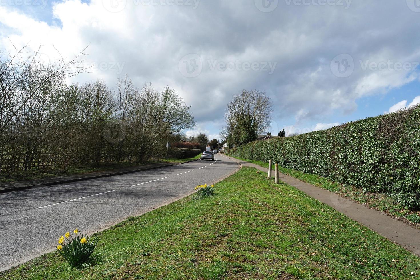 Low Angle View of Local Public Park and Beautiful Trees a Clear and Cold Day of 22-March-2023 at Luton Town of England UK. photo