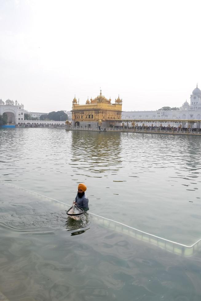Amritsar, India - February 26 2023  - Unidentified devotees from various parts at Golden Temple - Harmandir Sahib in Amritsar, Punjab, India, Famous indian sikh landmark, Golden Temple photo