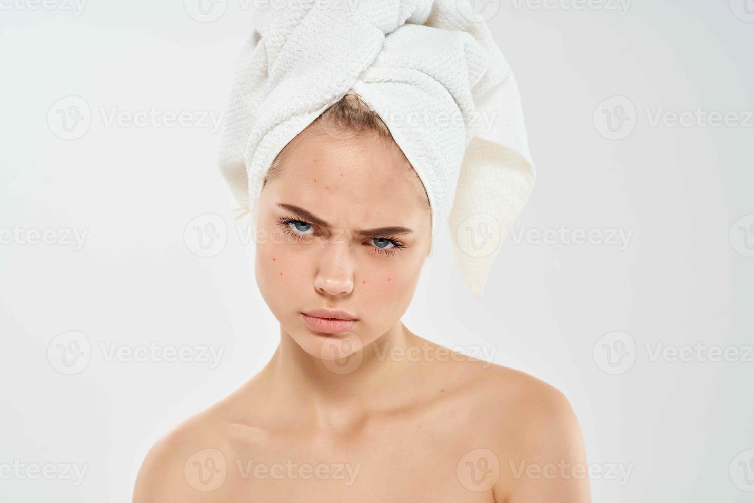 woman with bare shoulders clear skin close-up lifestyle photo