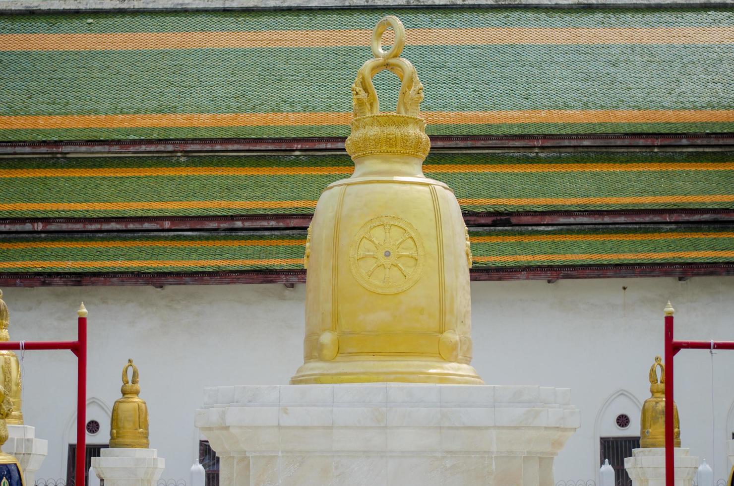 golden bell at Wat Rakhang Kositaram Woramahawihan, an important tourist attraction of Thailand. popular with foreigners photo