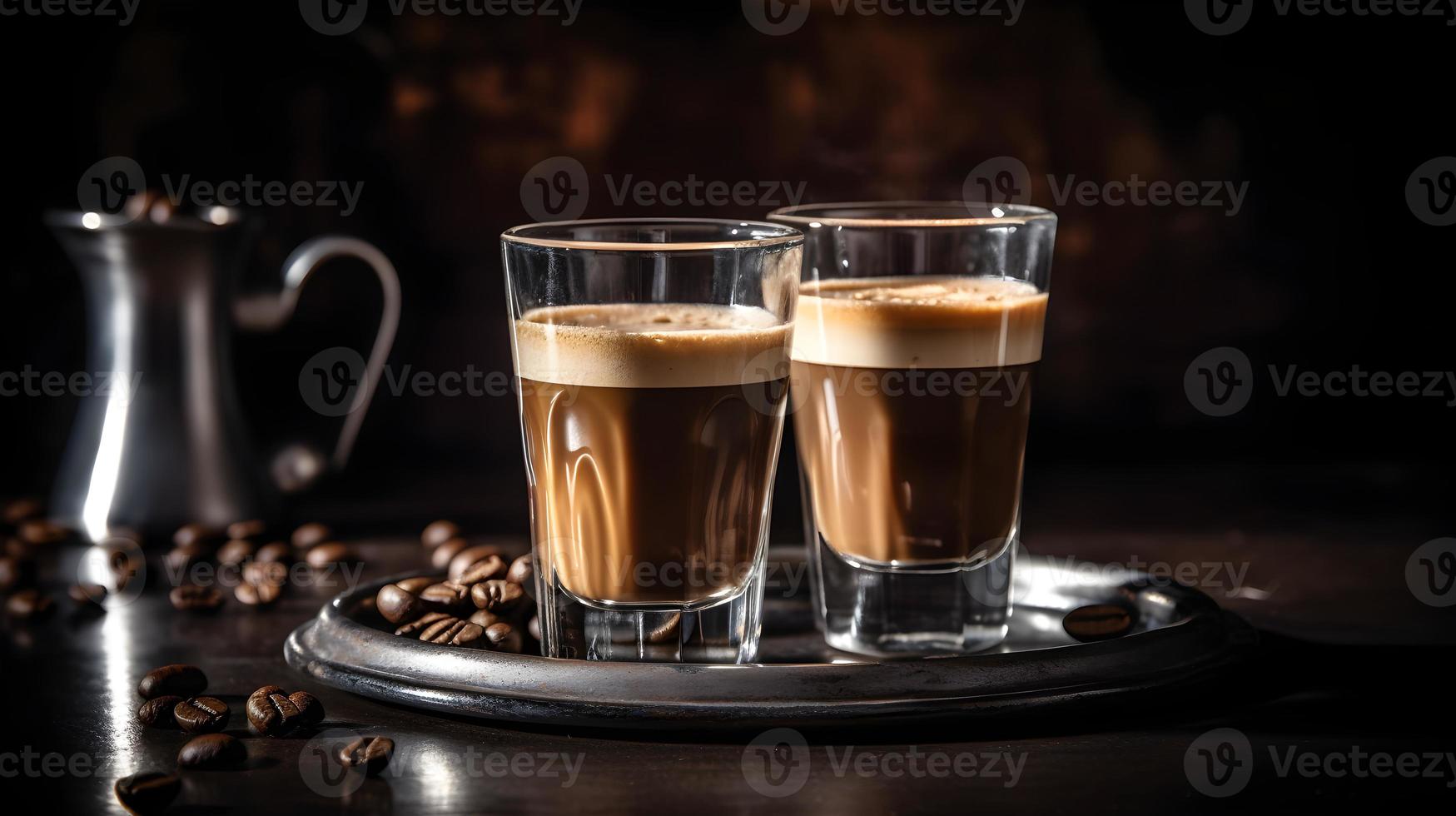 Café exprés tazas con Rico crema foto