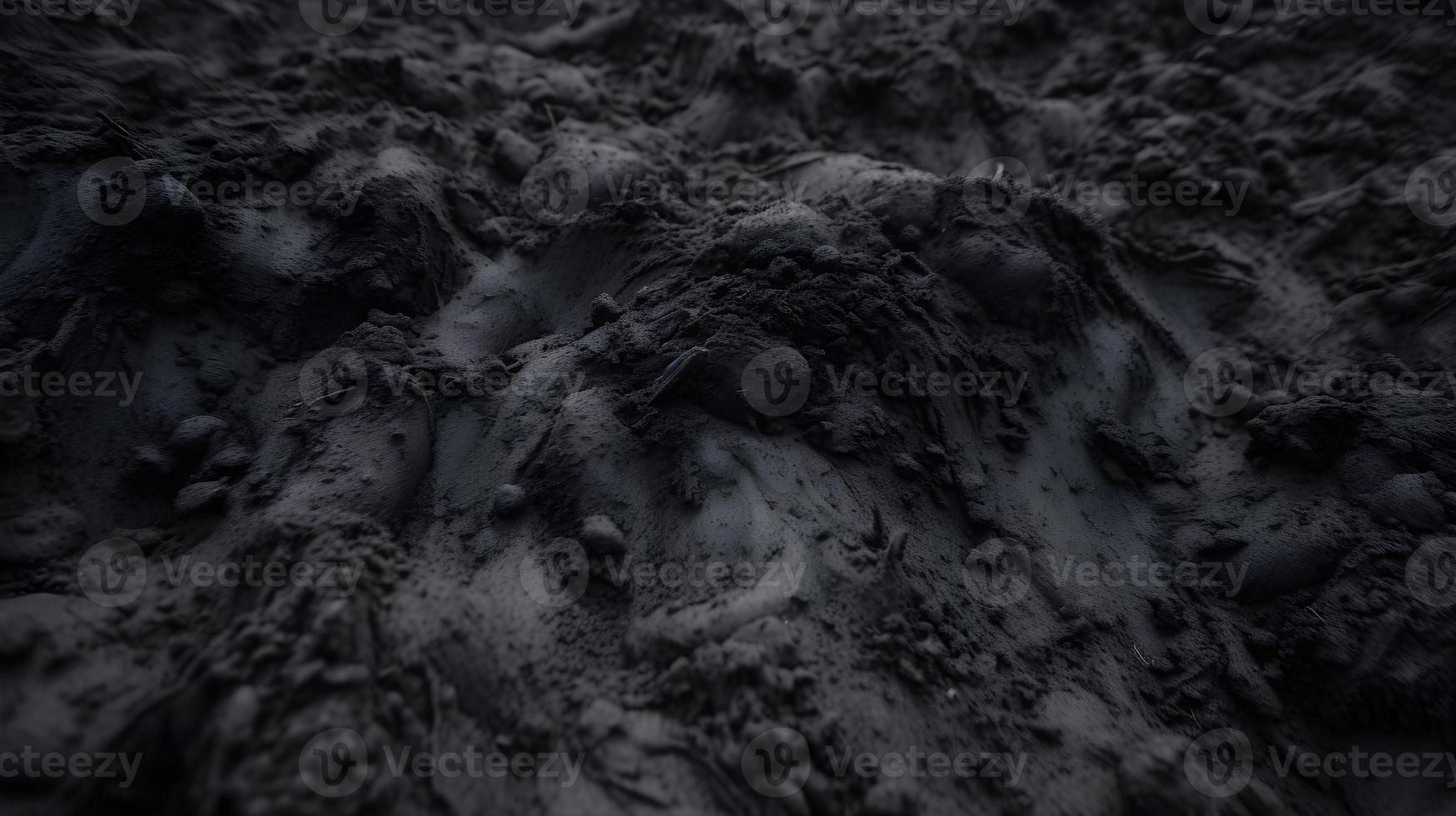 Black or Dark Grey Rough Soil-Like Texture Background photo