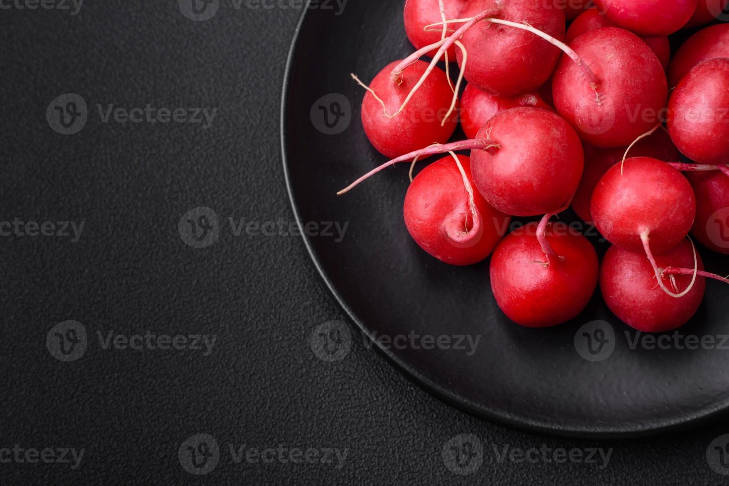 Delicious fresh raw red radish for making healthy salad photo