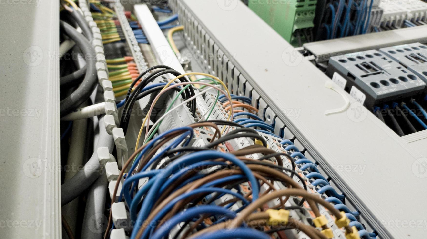 Terminal of control. Control panel assembly with wire and terminal box.wiring circuit control. photo