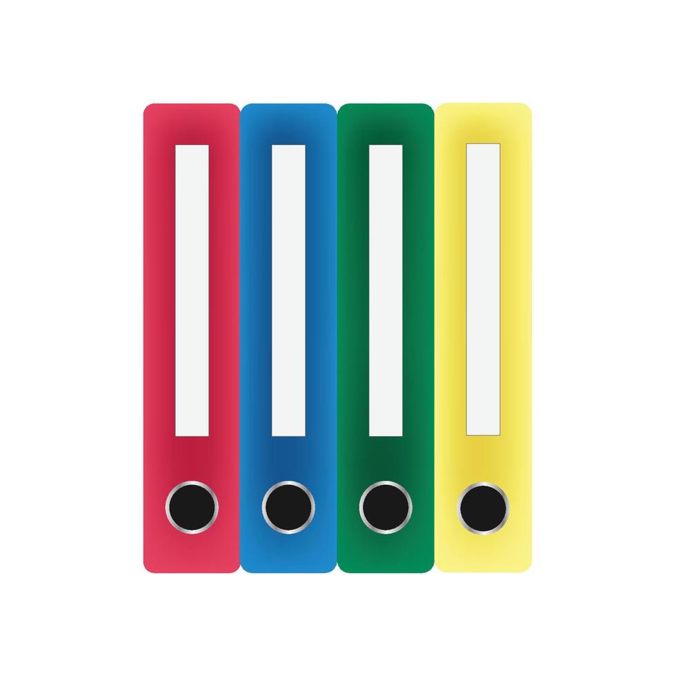 Row of folders.Red,blue,green,yellow folders vector