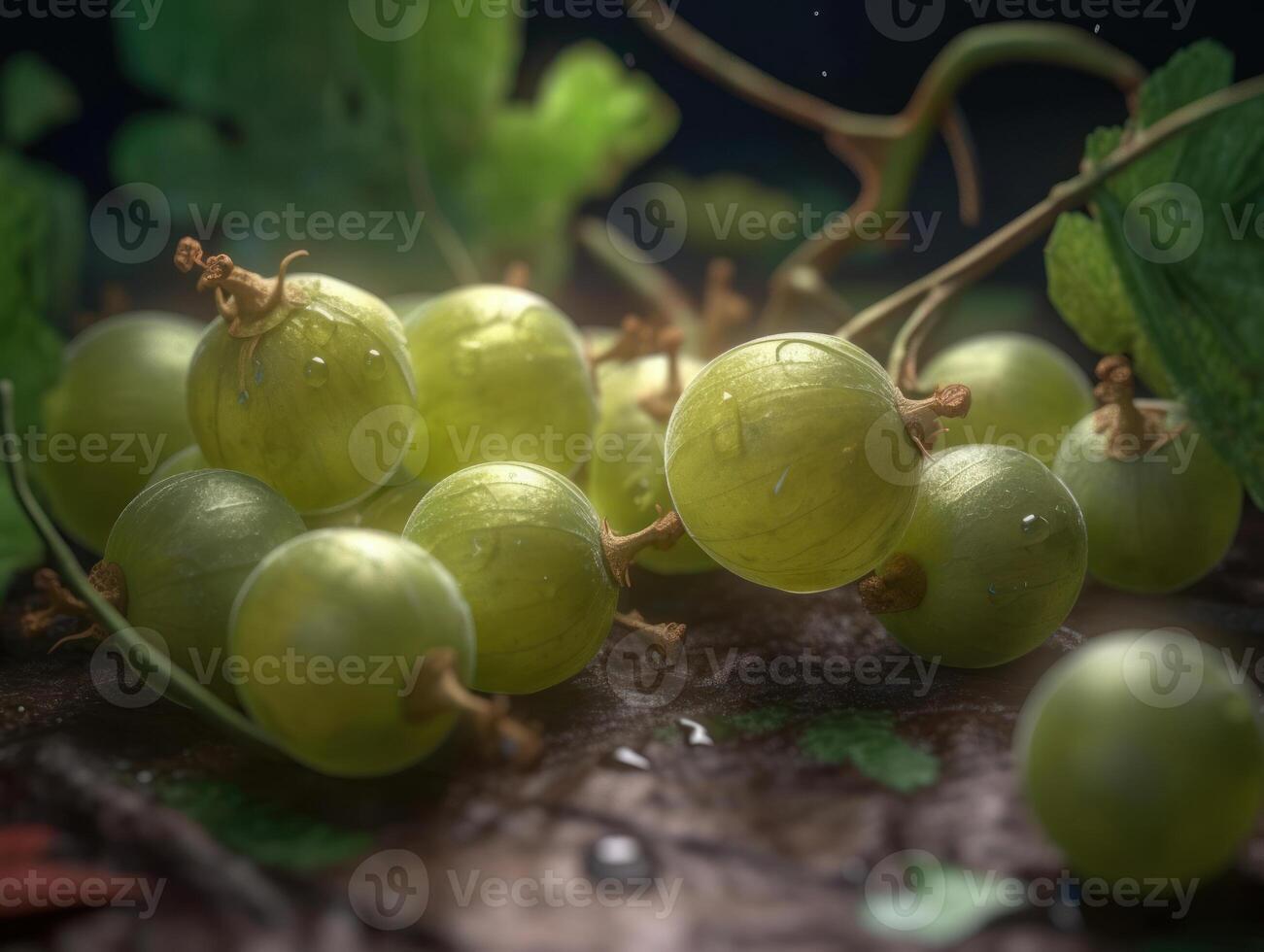 Beautiful organic background of freshly picked gooseberry created with technology photo