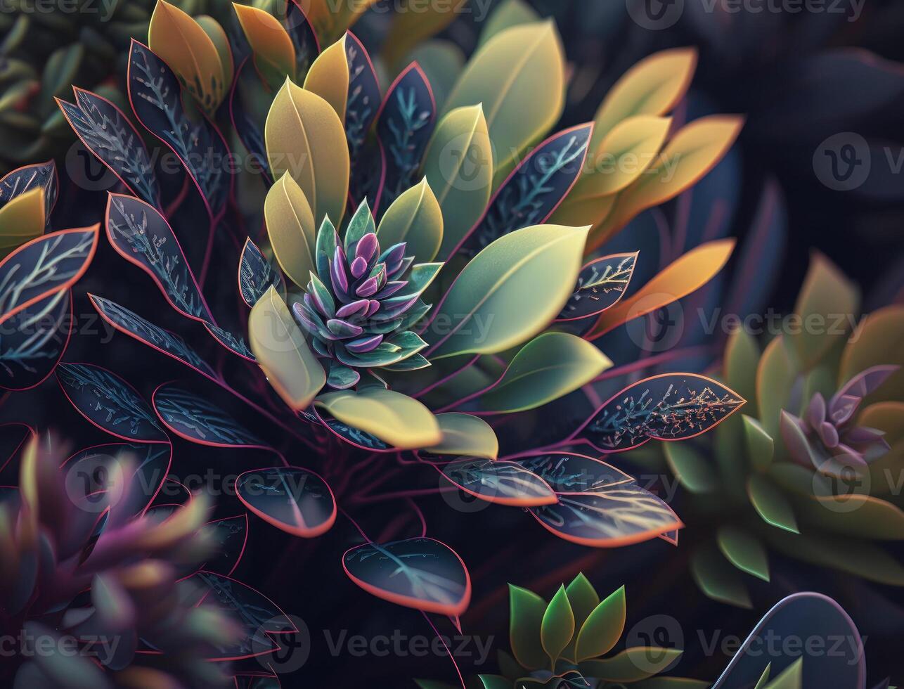 Abstract colorful foliage background created with technology photo