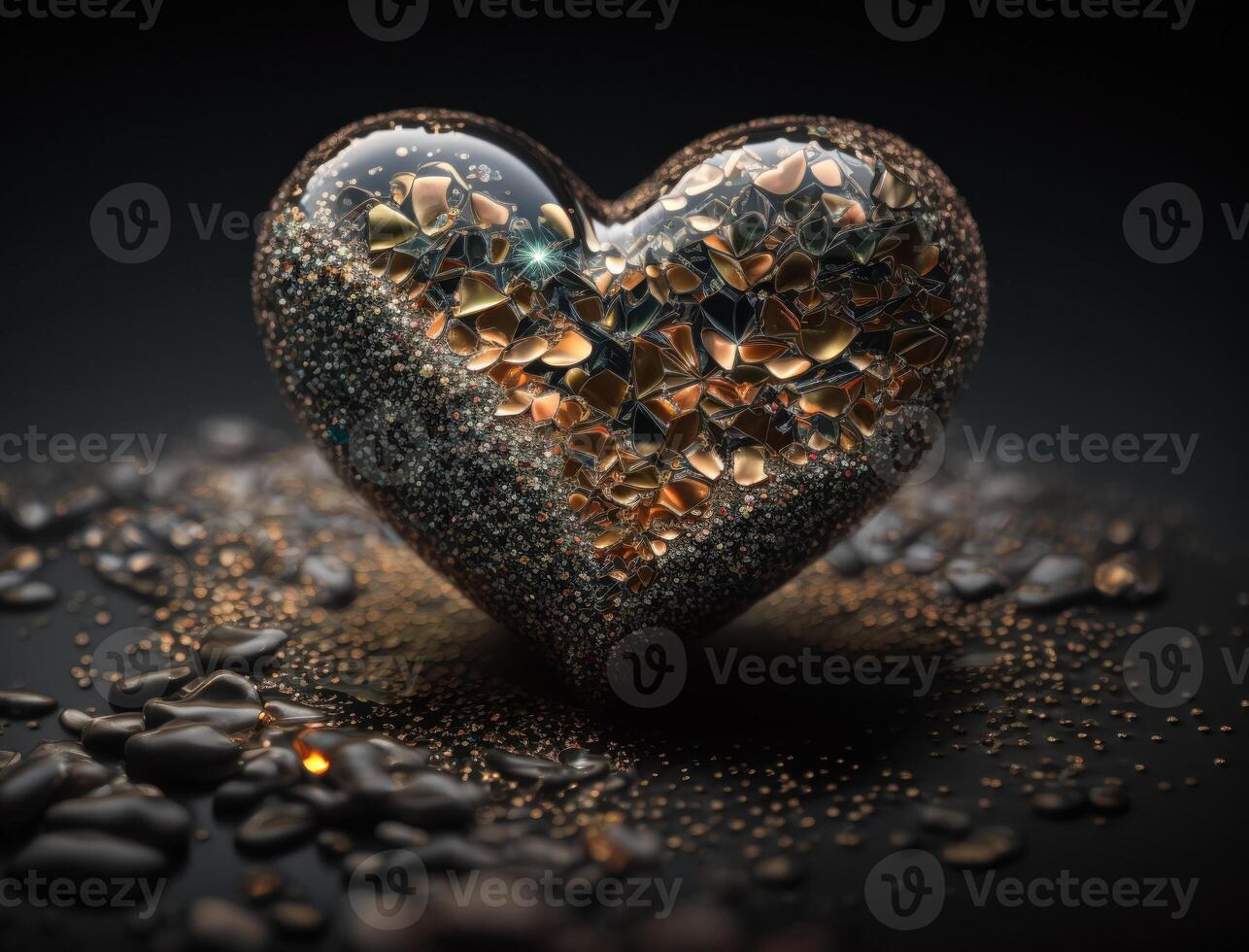Realistic translucent heart shaped crystal zircon, natural gemstone technology photo