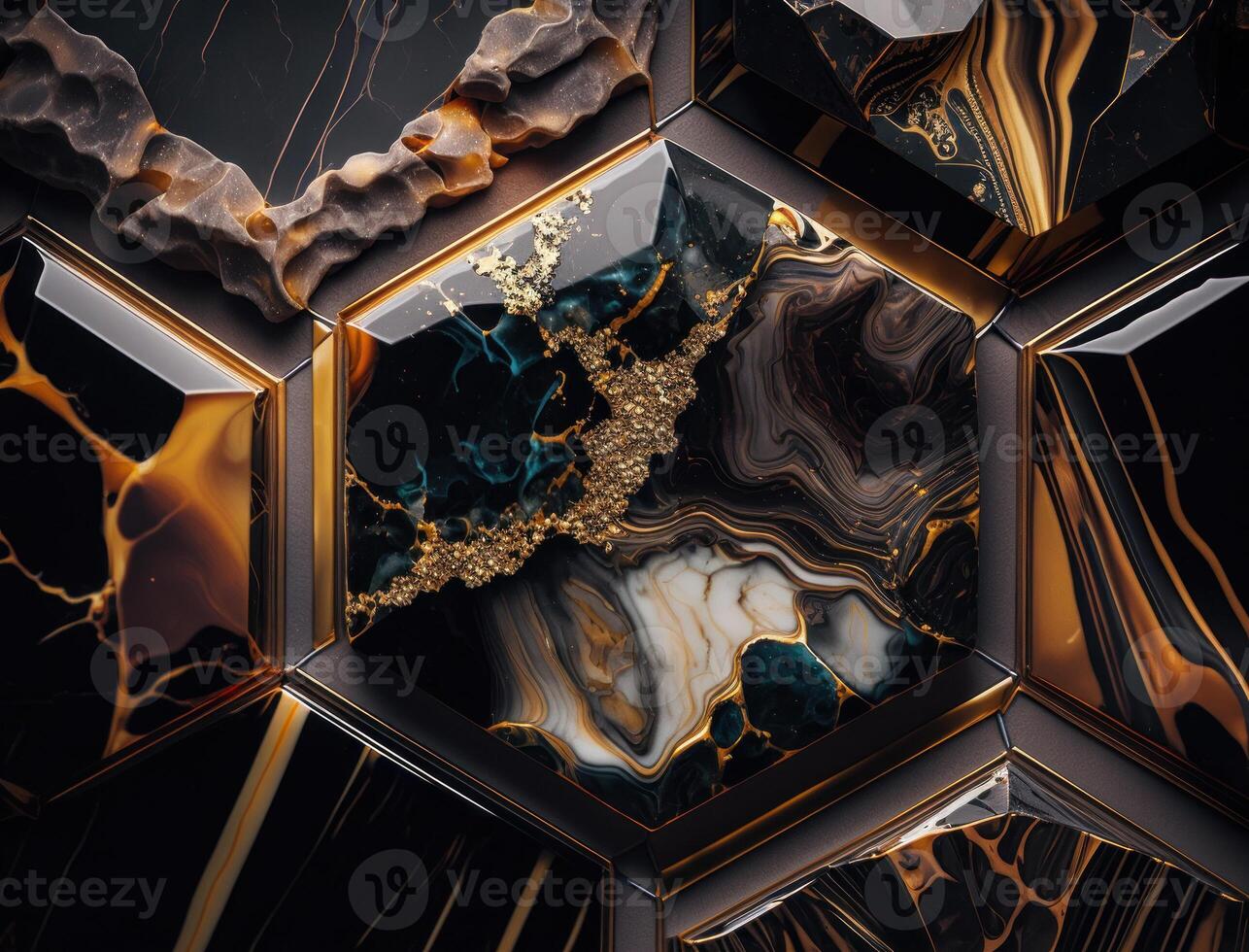 Marble stone texture background material with elements of semi-precious stones and gold created with technology photo