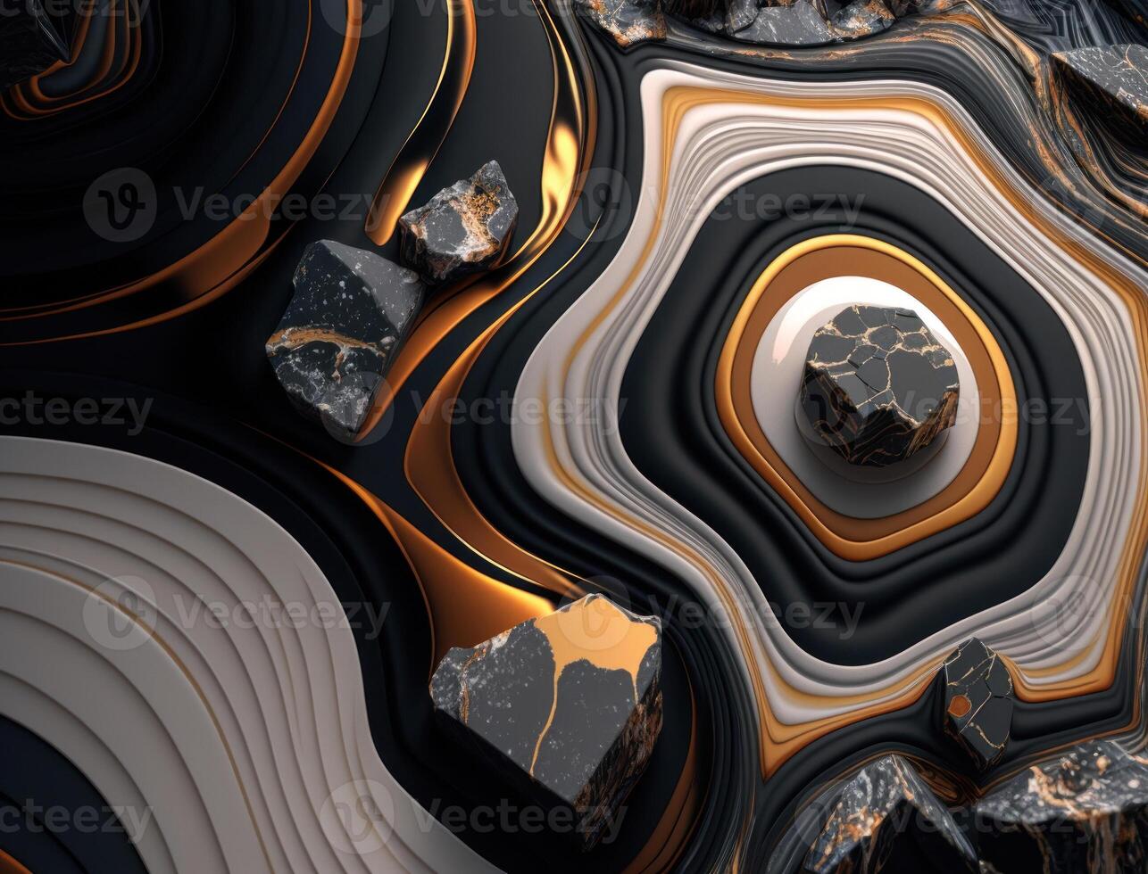 Marble stone texture background material with elements of semi-precious stones and gold created with technology photo