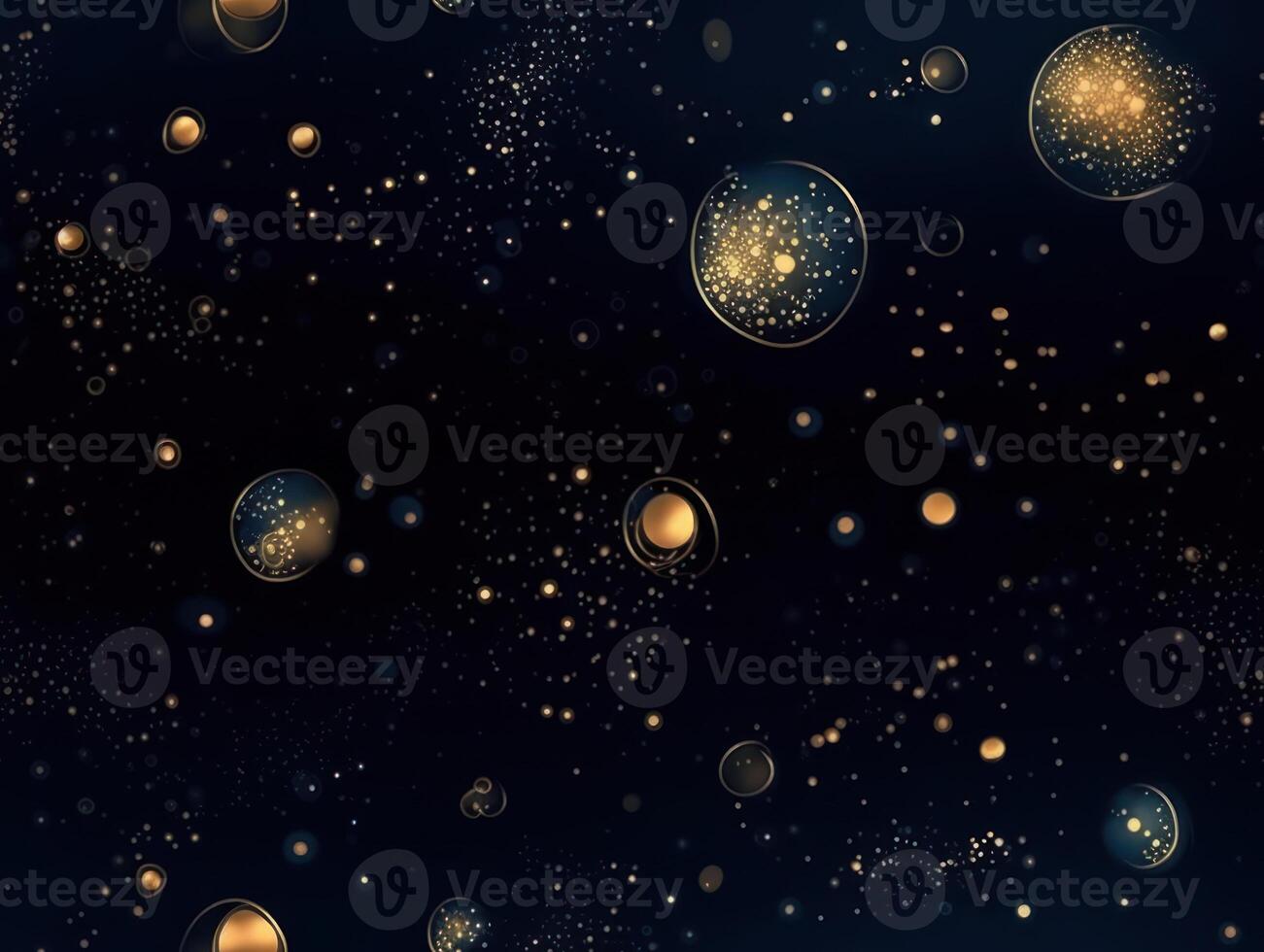 Starry sky space background seamless pattern in dark blue and green colors created with technology photo