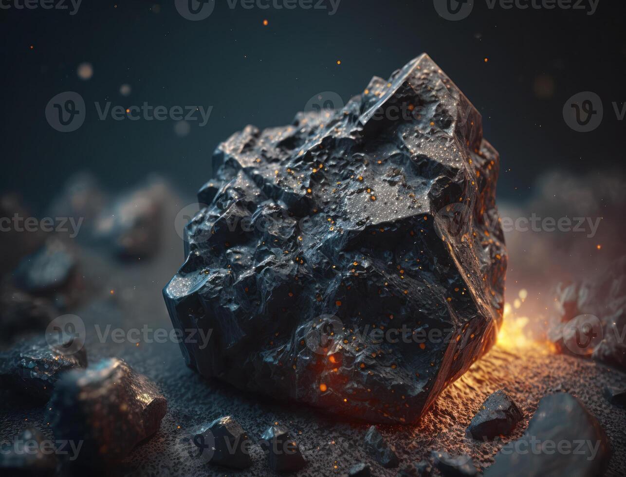 Tektite Meteorite background stone created with technology photo