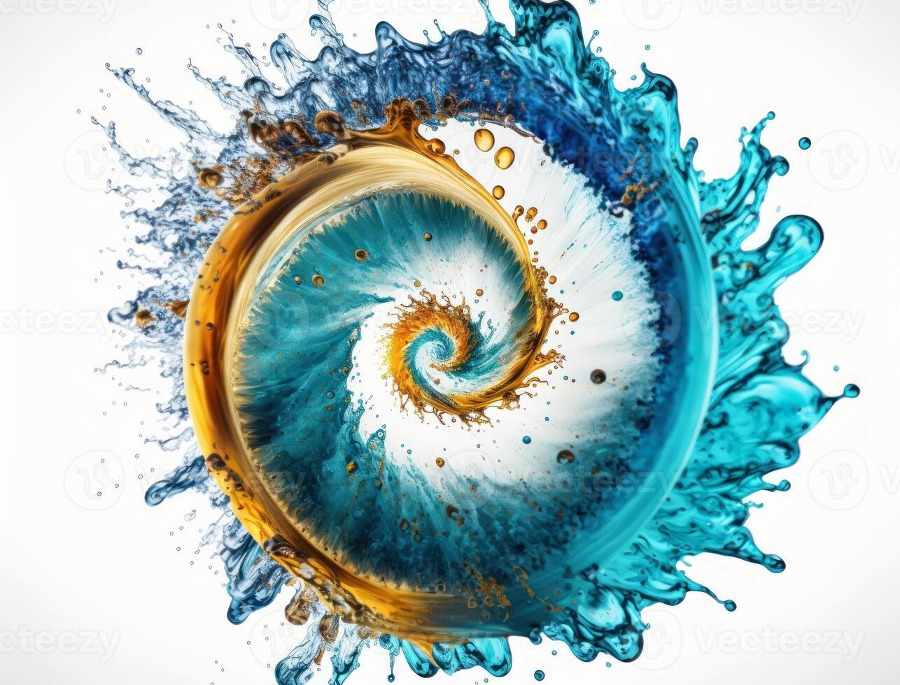 Radial spiral water splash background created with technology photo