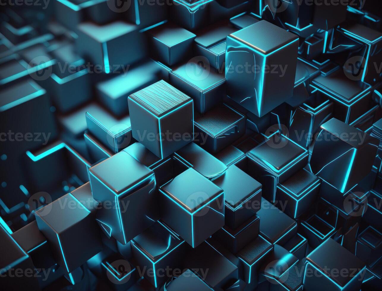 3D Futuristic cubes background Abstract geometric mosaic Square tiles pattern created with technology photo