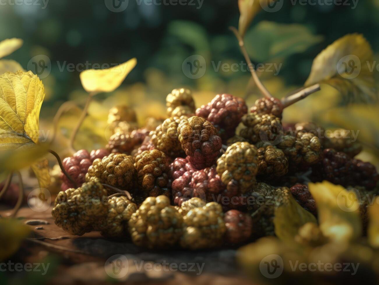 Beautiful organic background of freshly picked blackberry created with technology photo