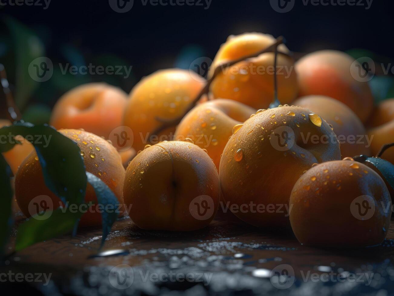 Beautiful organic background of freshly picked apricot created with technology photo