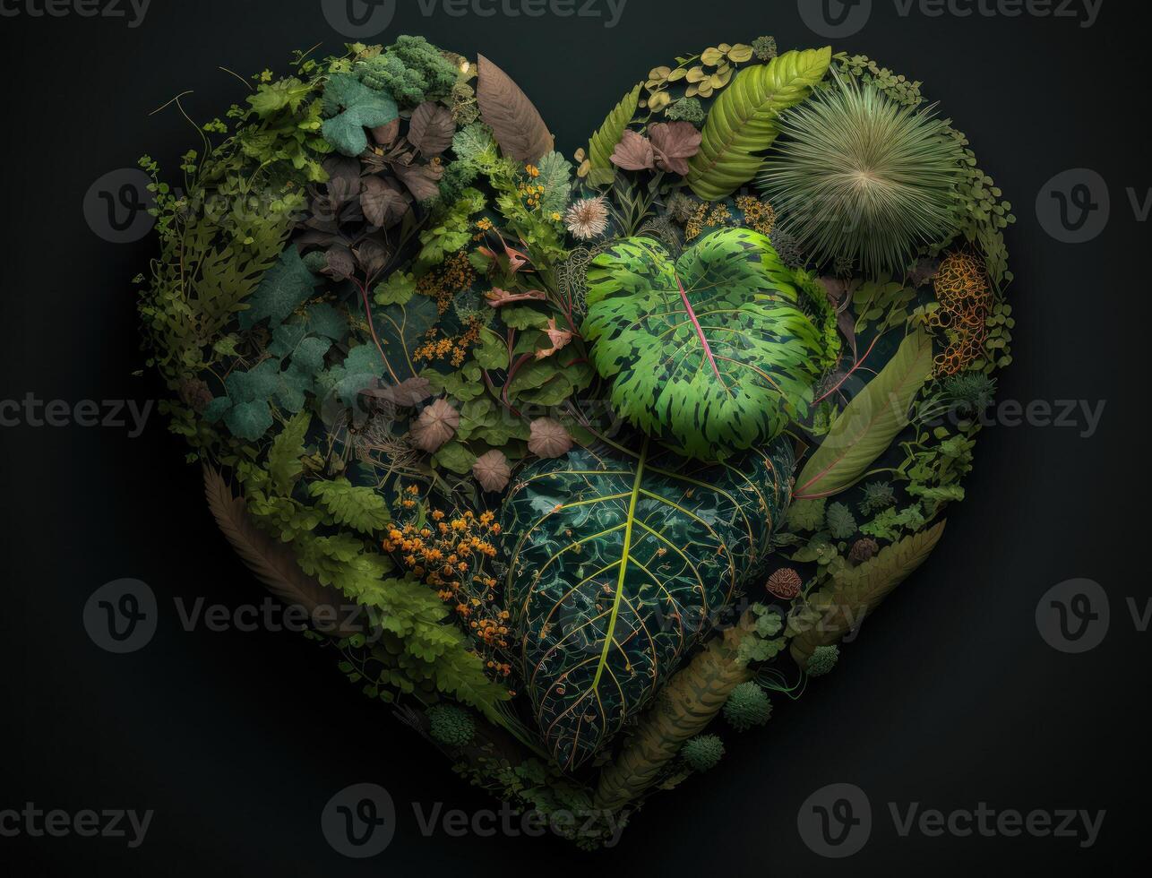 Green heart that represents environmental protection created with technology photo