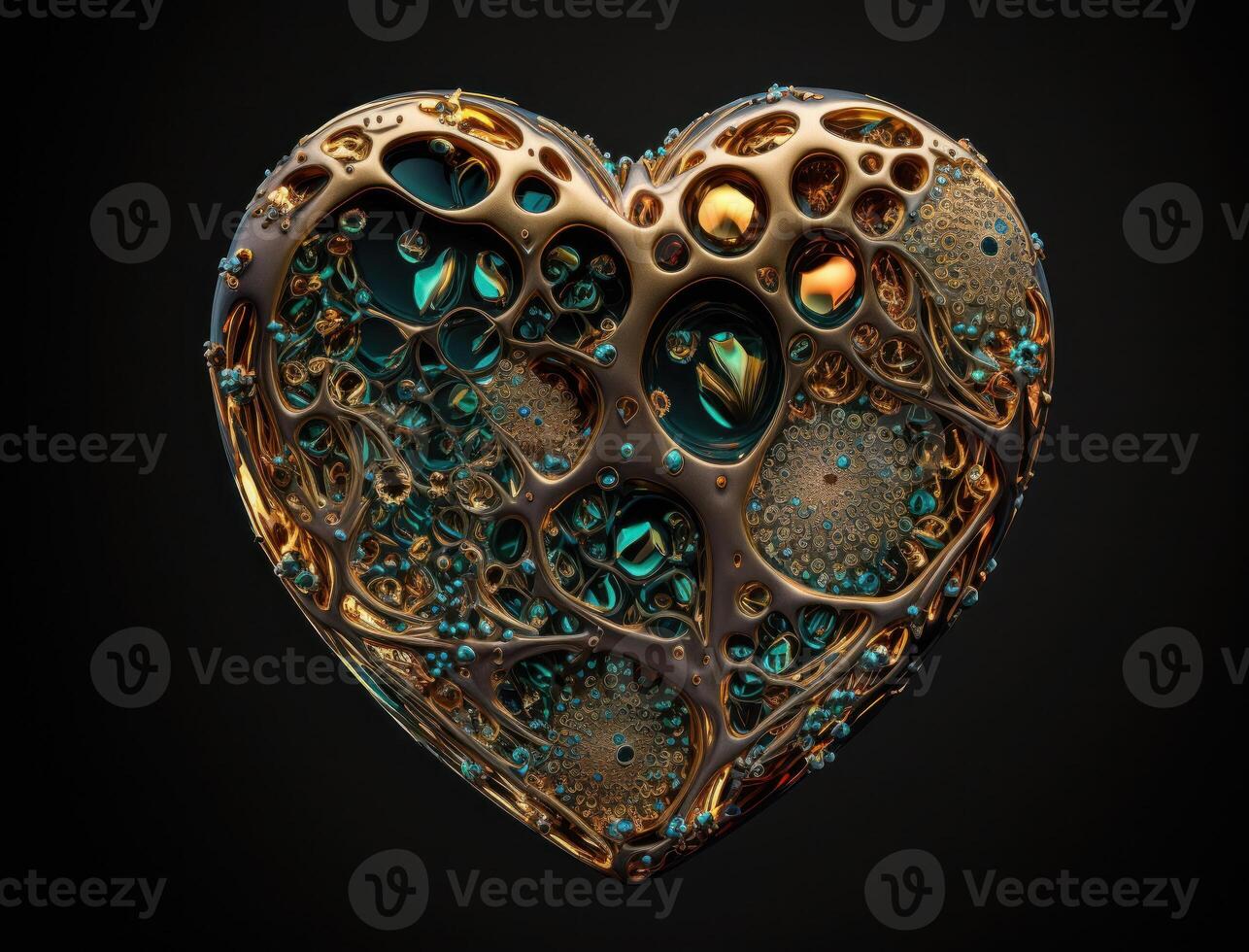 Realistic translucent heart shaped crystal zircon, natural gemstone technology photo