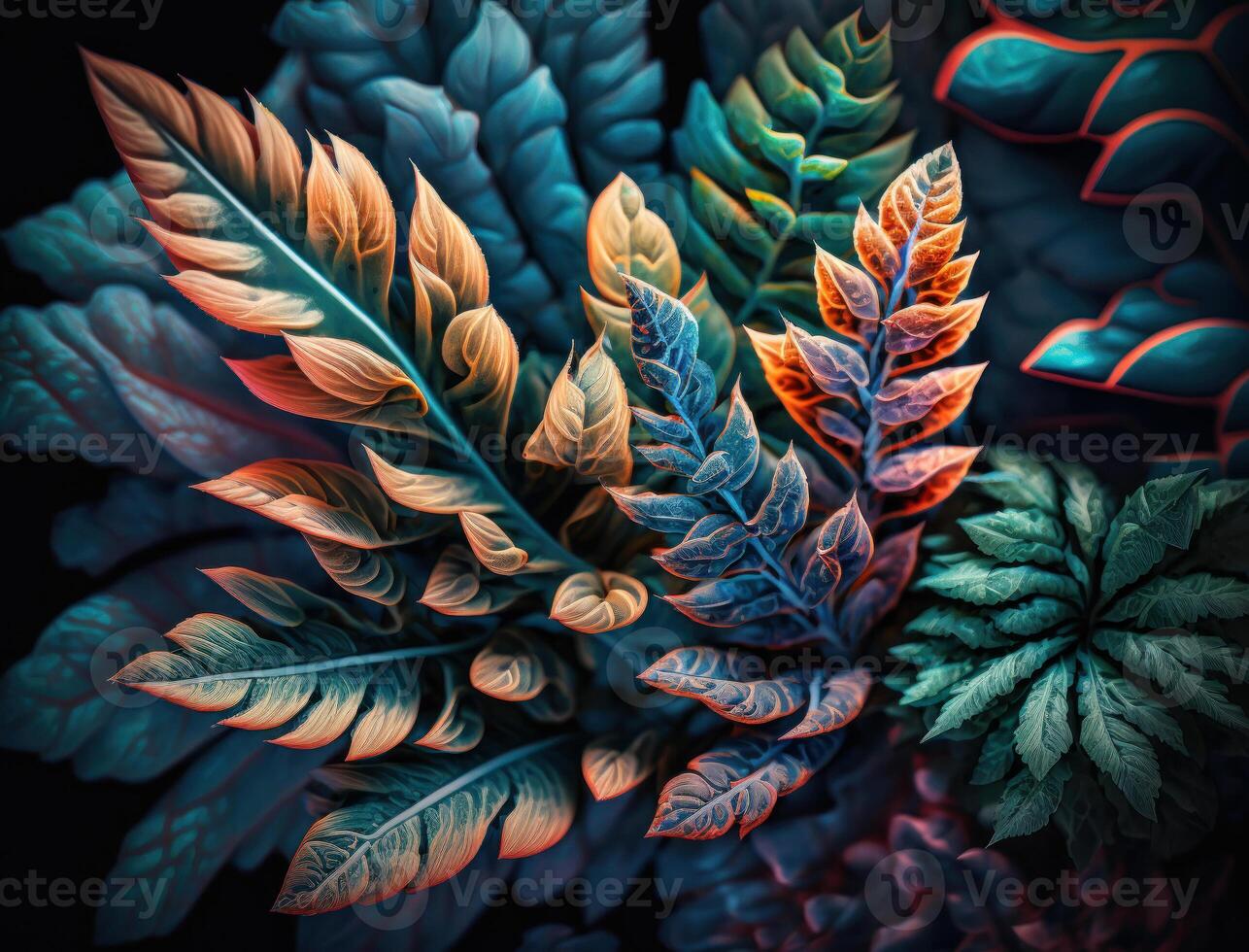 Abstract colorful foliage background created with technology photo