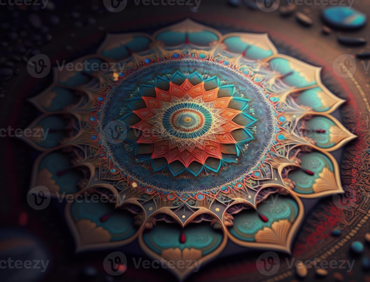 Fractal mandala Sacred geometry background created with technology photo