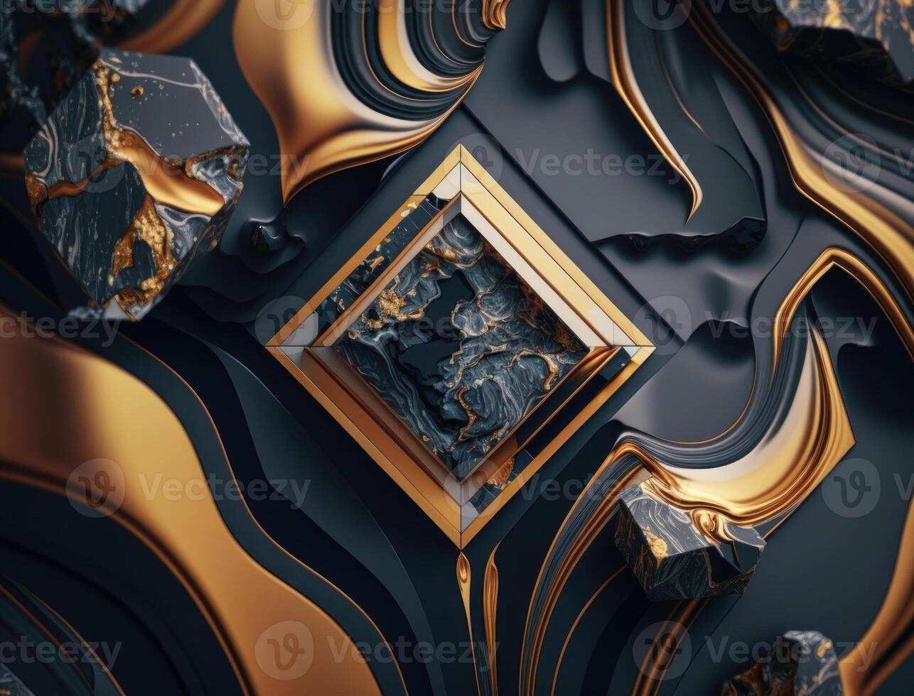 Marble stone texture background material with elements of semi-precious stones and gold created with technology photo