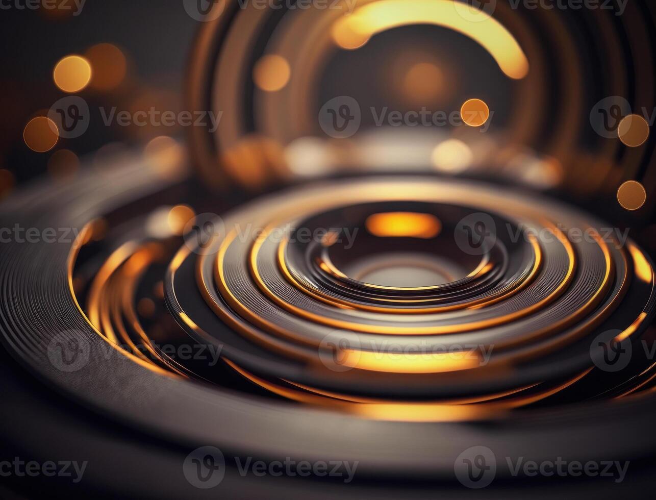 Concentric golden rings shapes Abstract geometric background created with technology photo