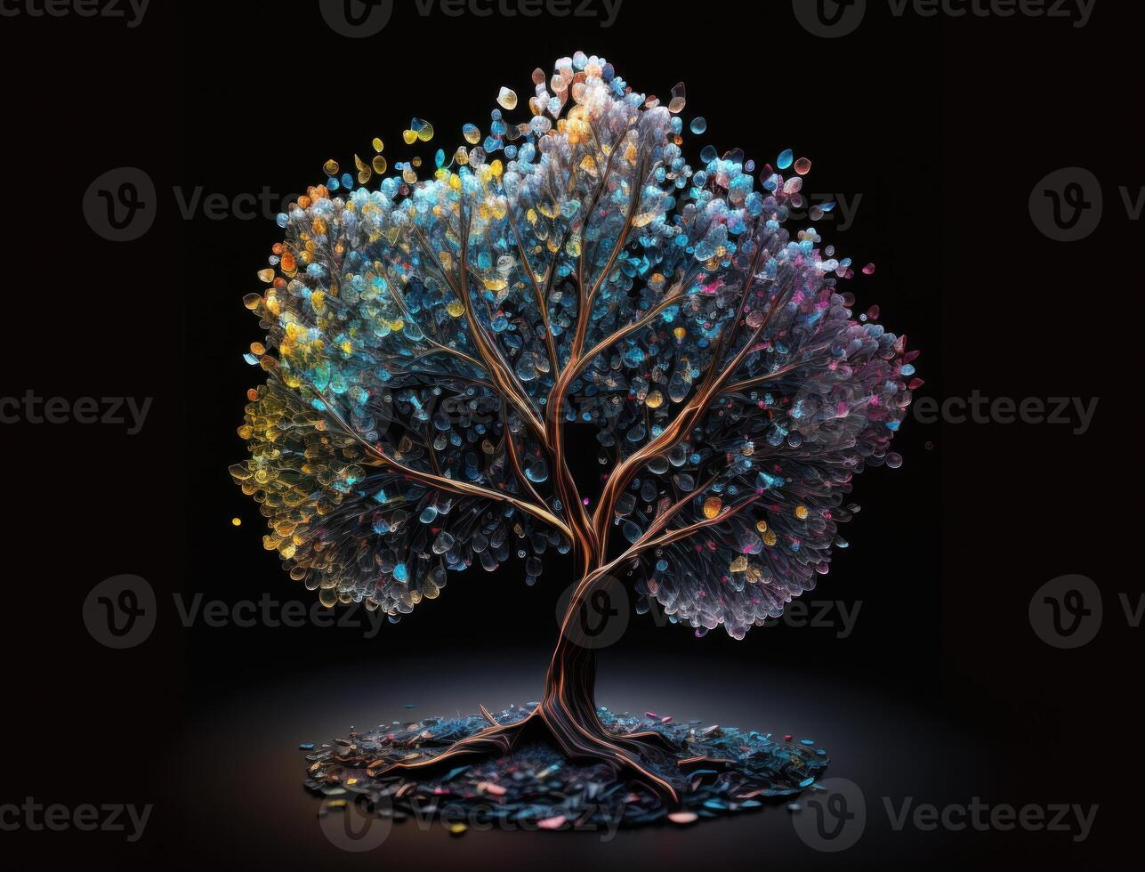Colorful Crystal tree hybrid created with technology photo