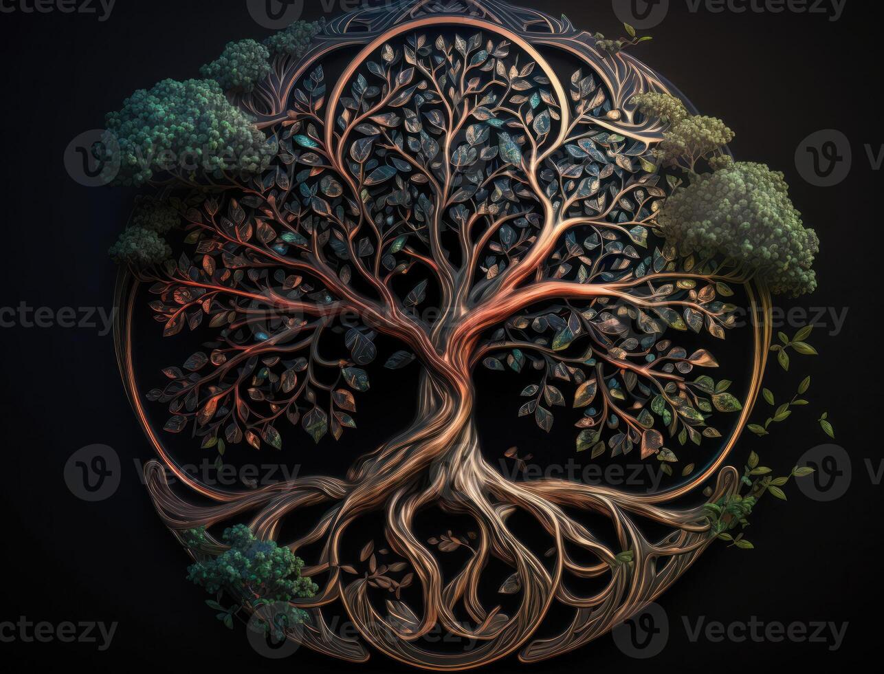 Yggdrasil world tree concept created with technology photo