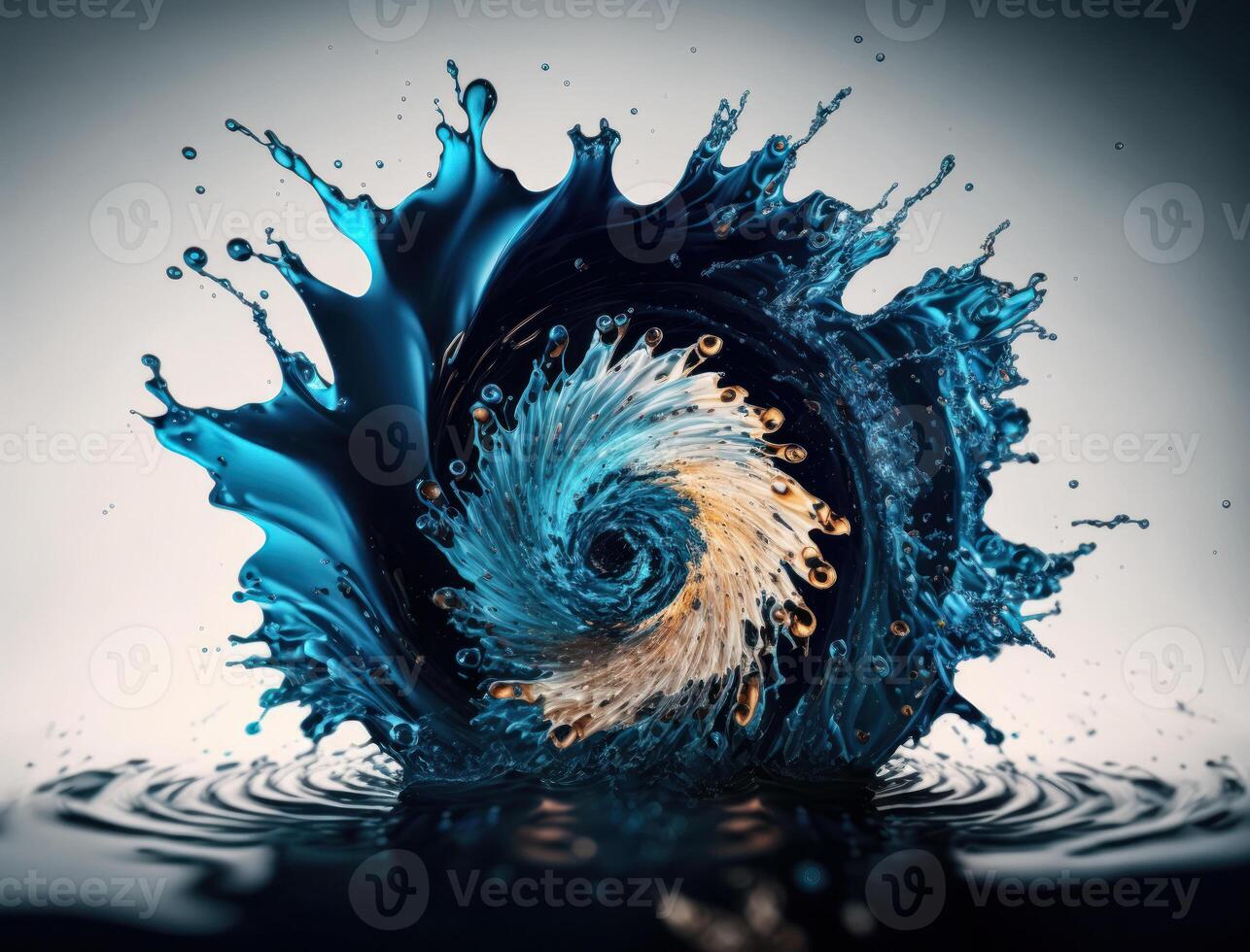 Radial spiral water splash background created with technology photo