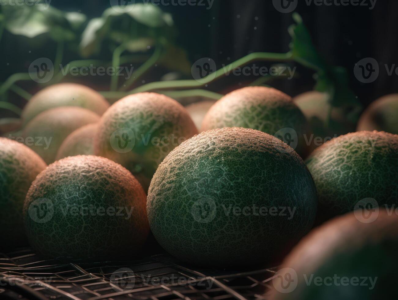 Beautiful organic background of freshly picked melons created with technology photo