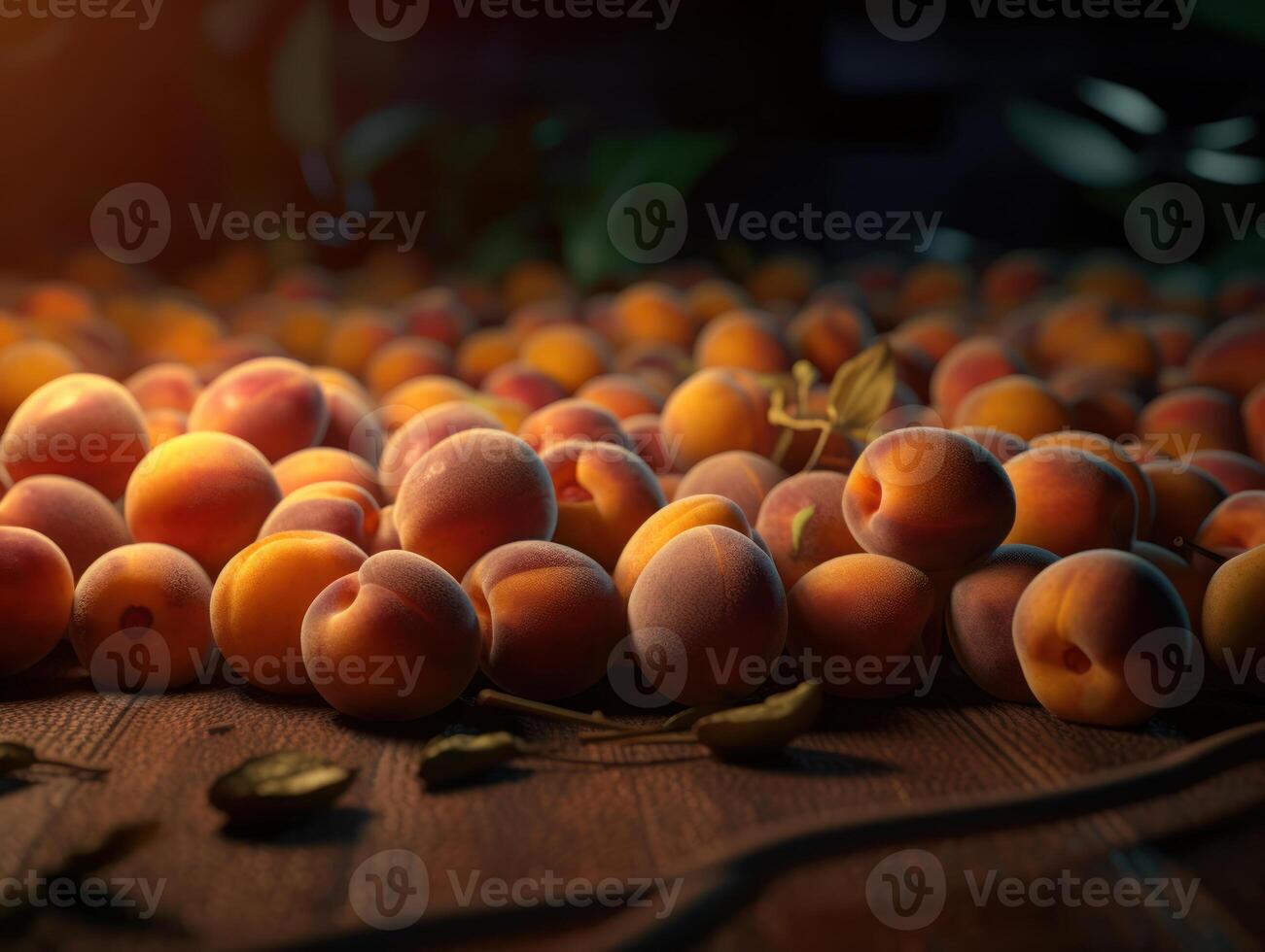 Beautiful organic background of freshly picked apricot created with technology photo