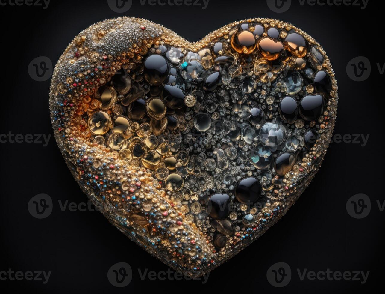 Realistic translucent heart shaped crystal zircon, natural gemstone technology photo