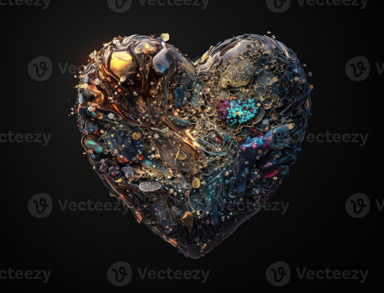Realistic translucent heart shaped crystal zircon, natural gemstone technology photo