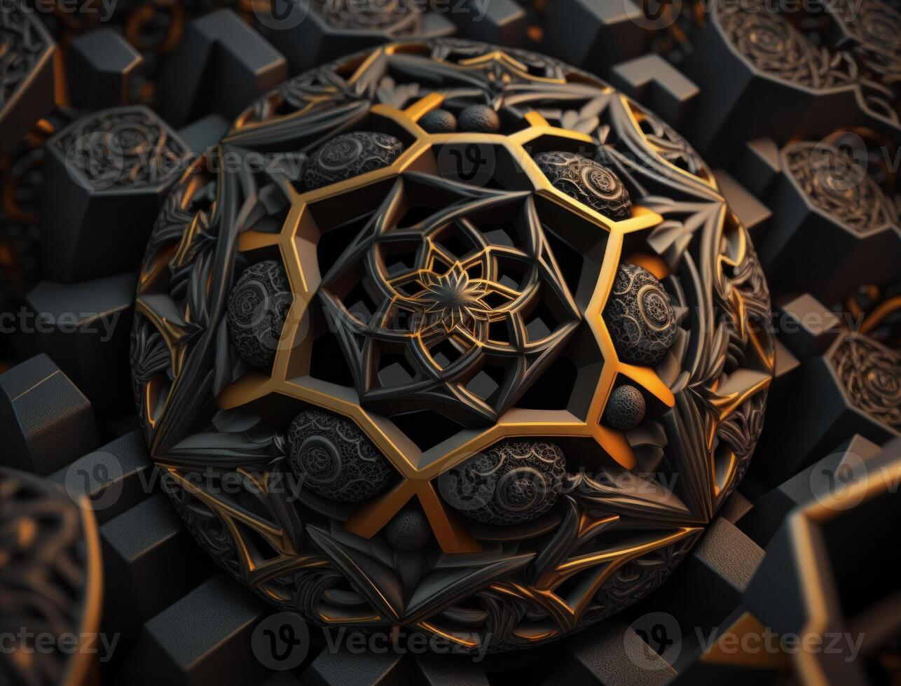 Fractal mandala Sacred geometry background created with technology photo