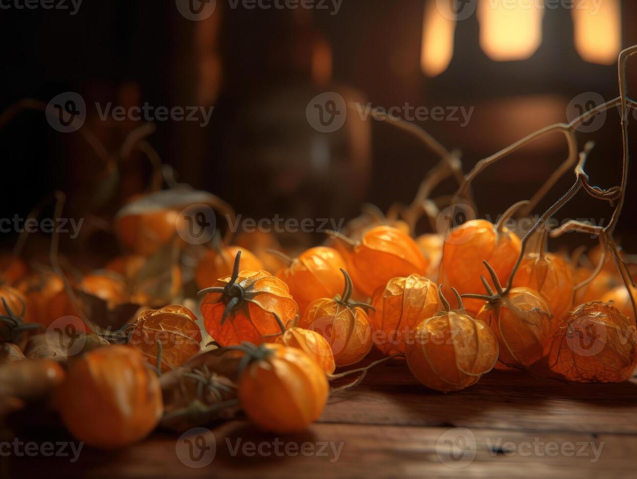 Beautiful organic background of freshly picked physalis created with technology photo