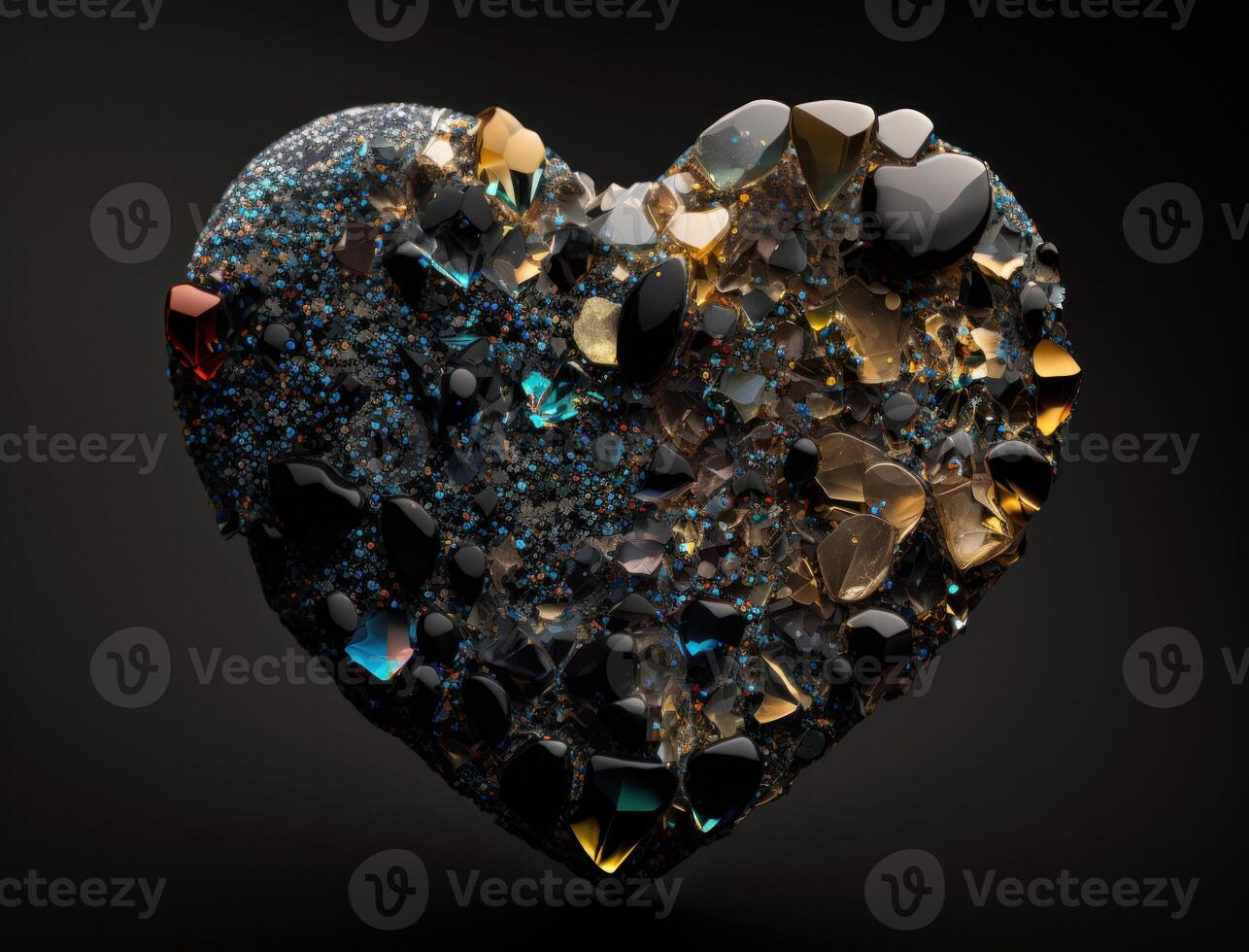 Realistic translucent heart shaped crystal zircon, natural gemstone technology photo