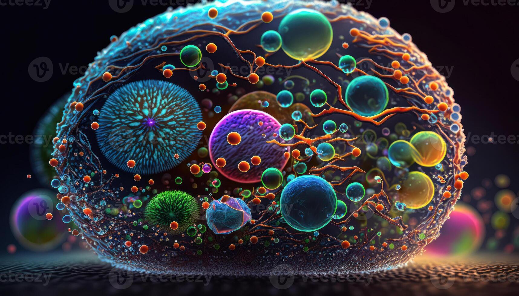 Bacteria and virus cells World under the microscope created with technology photo