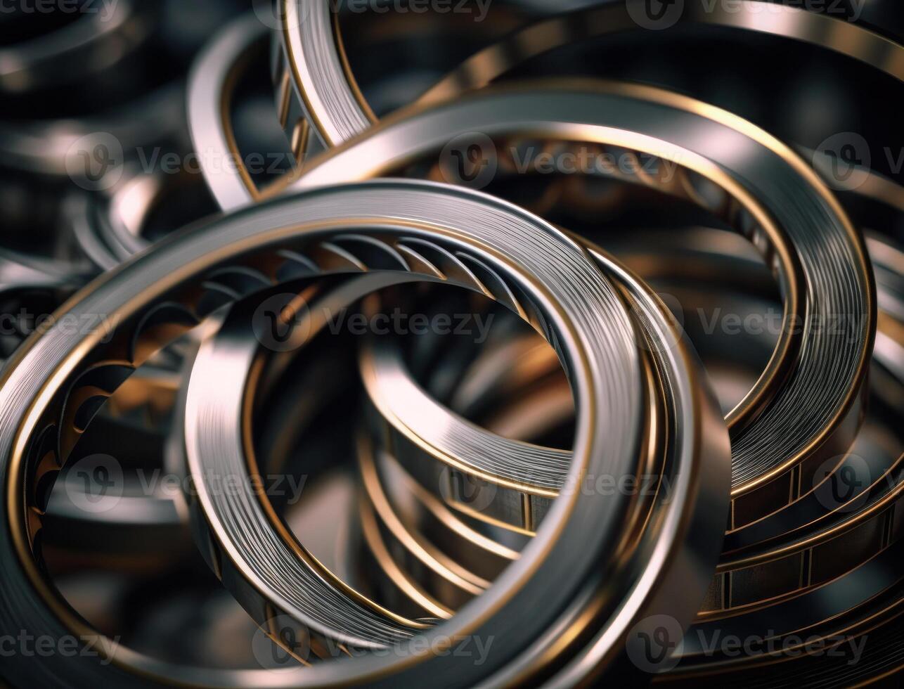 Concentric steel rings shapes Abstract geometric background created with technology photo