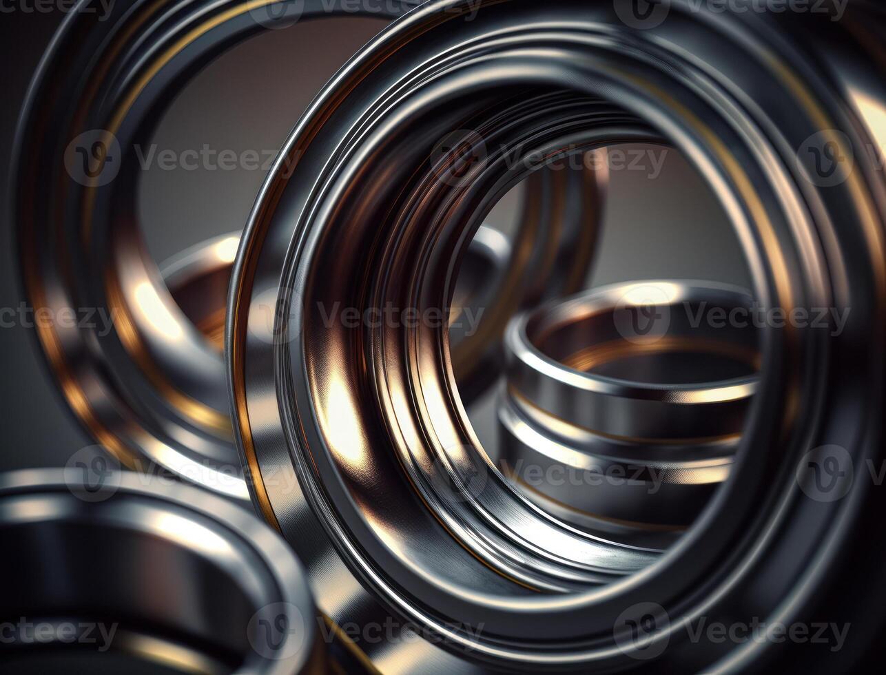 Concentric steel rings shapes Abstract geometric background created with technology photo