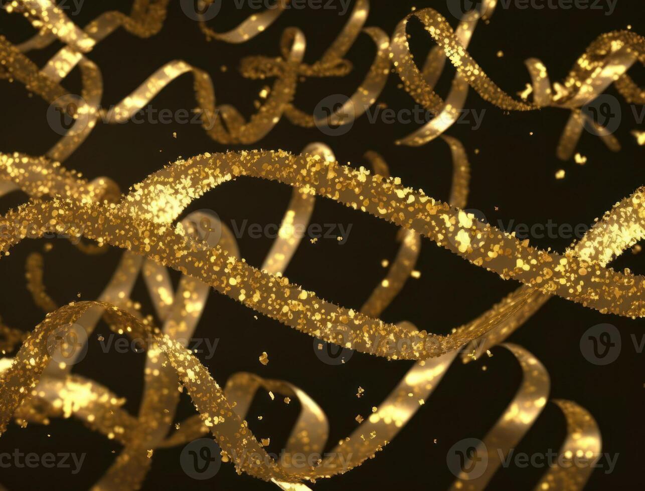 Shiny golden serpentine on black background created with technology photo