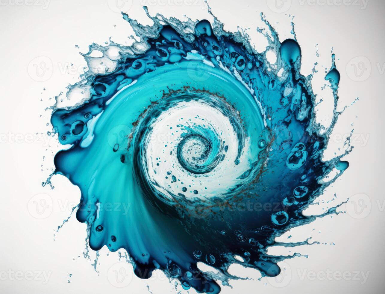 Radial spiral water splash background created with technology photo