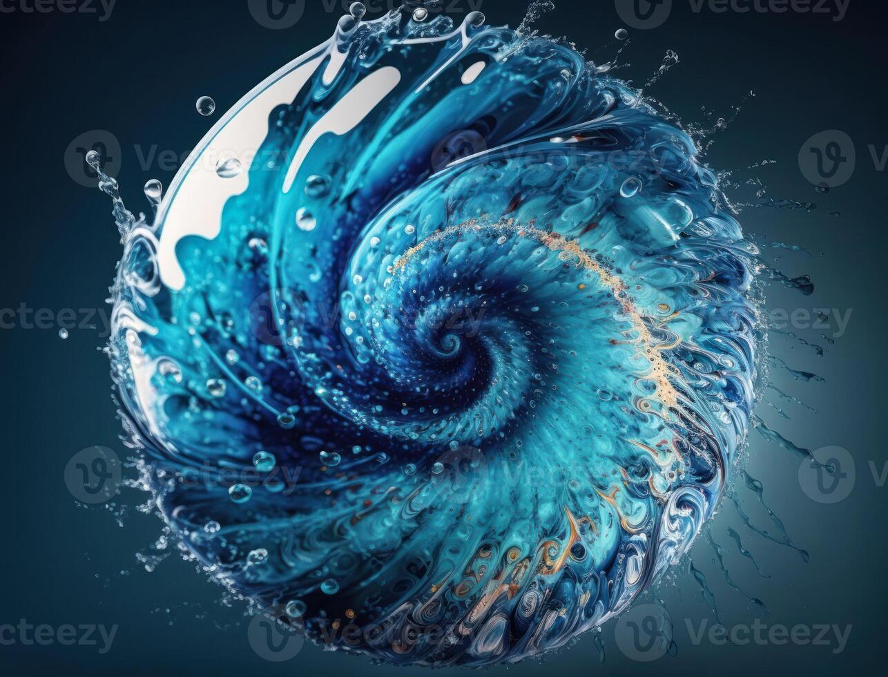 Radial spiral water splash background created with technology photo